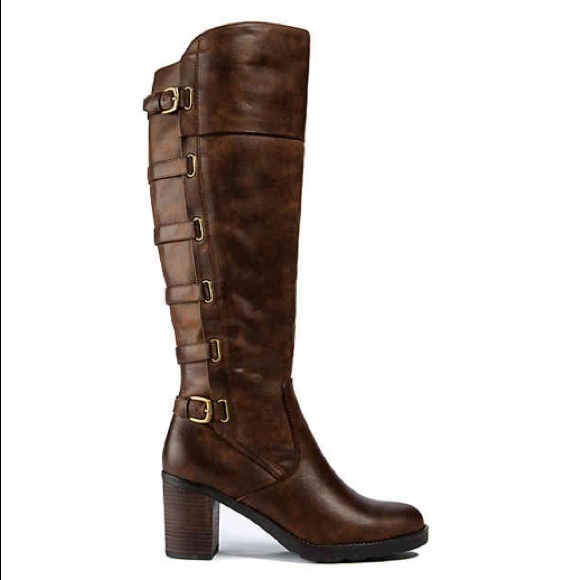 BareTraps Shoes - Baretraps brown chunky heel boot with buckles